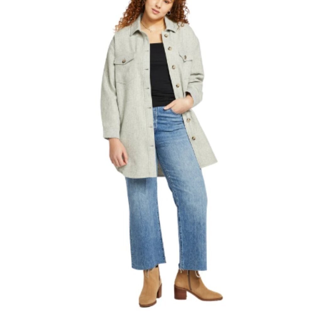 Gentle Fawn Womens Medium Kyleen Shacket Heather Grey